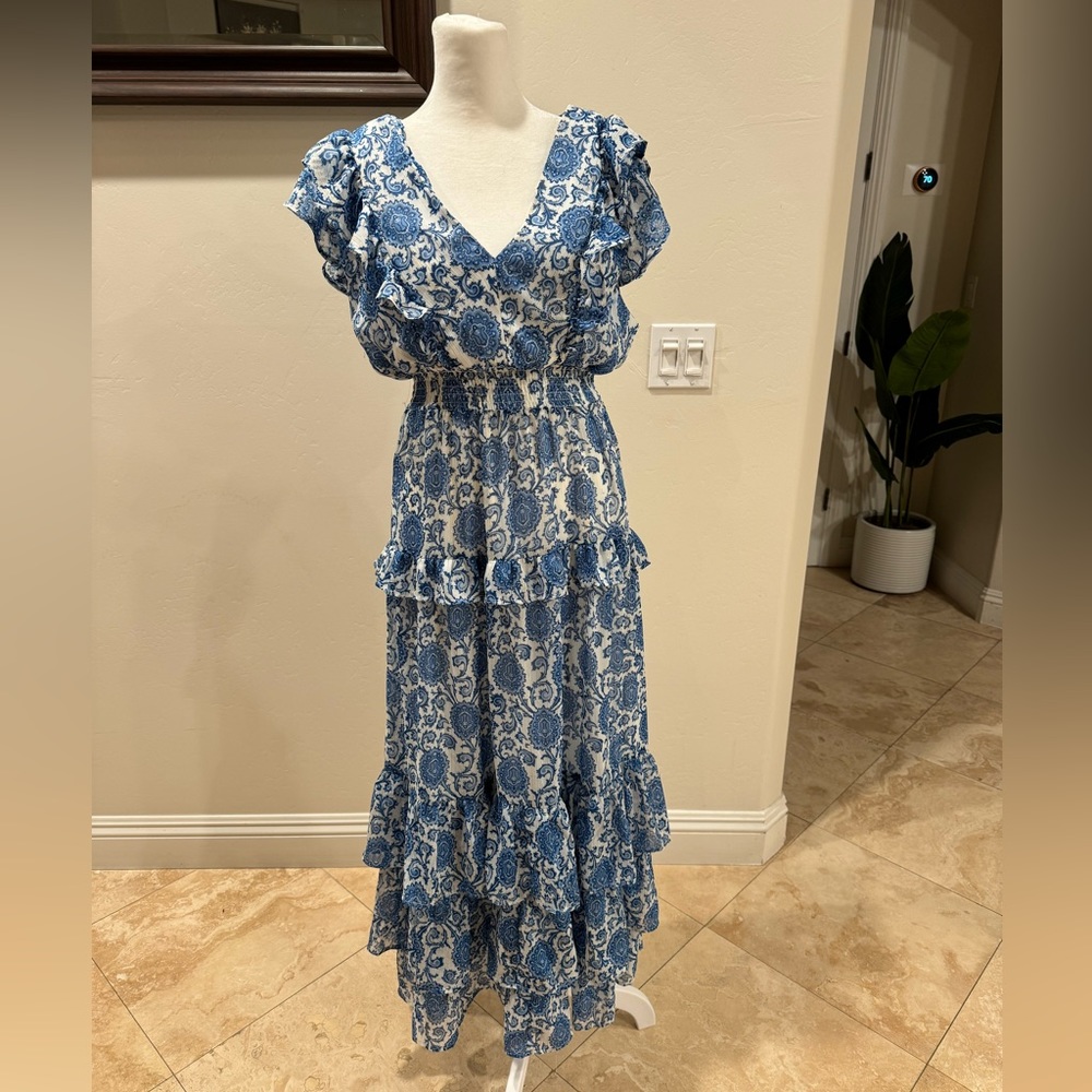 🫖 AQUA-Ruffled Floral Maxi Dress🫖 - Picture 8 of 8